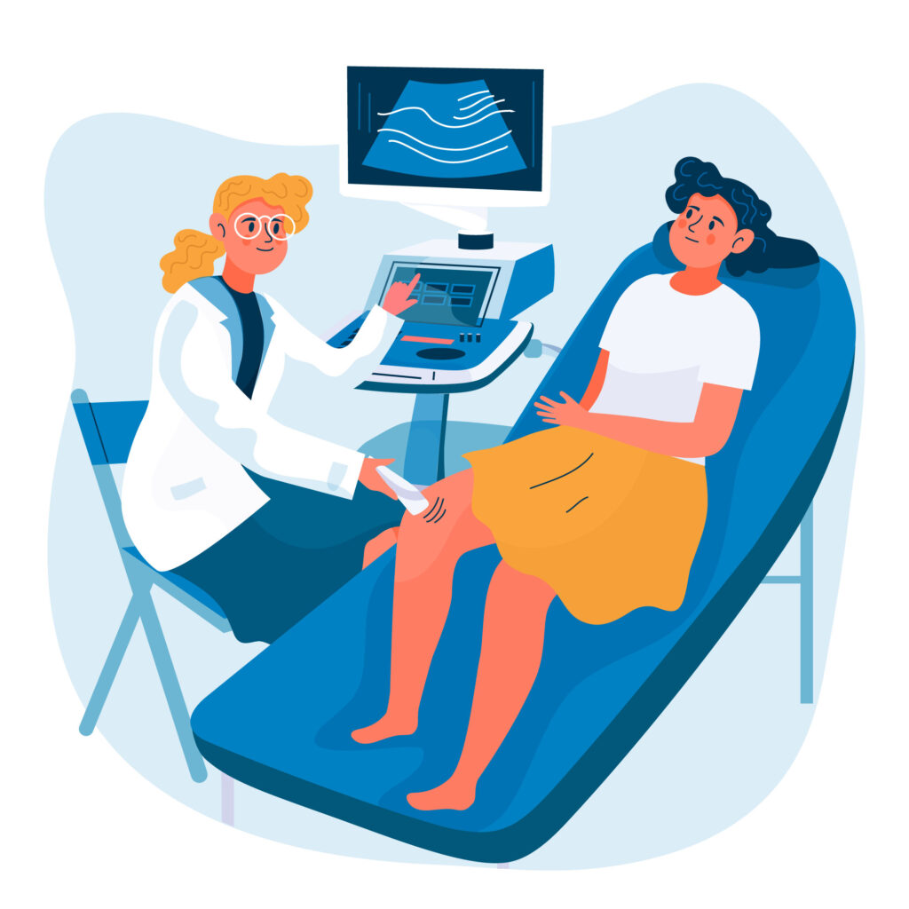 Grafische Darstellung einer Ultraschalluntersuchung.